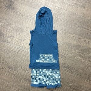 Kickee Pants 2T Teal Sleeveless Hoodie & Shorts, Matching “Numbers” set. GUC.